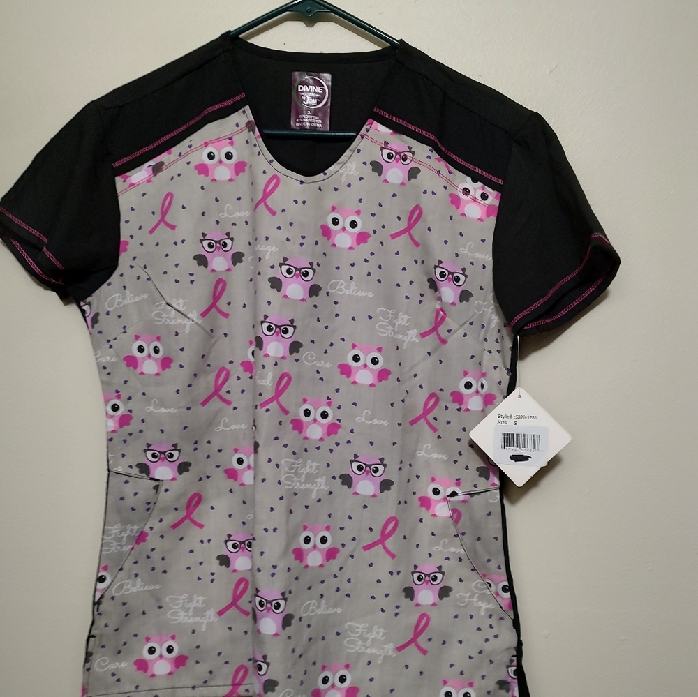 Divine Scrubs Breast Cancer Scrub Top